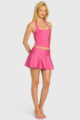 Bandage Low-Rise Mini Skirt in Raspberry