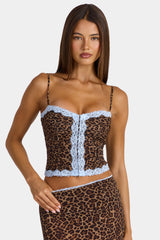 Lace-Trim Cami Top in Leopard