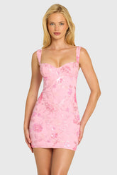 Embellished Bodycon Mini Dress in Blossom
