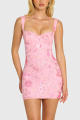 Embellished Bodycon Mini Dress in Blossom