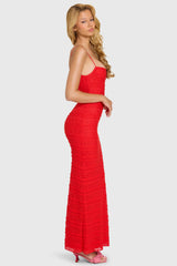 Lace Maxi Dress in Cherry