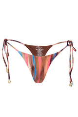 Tie-Side Thong Bikini Bottoms in Abstract Stripe