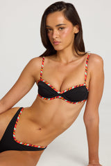 Underwired Balconette Bikini Top in Black