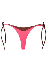 Tie-Side Thong Bikini Bottoms in Pink Contrast