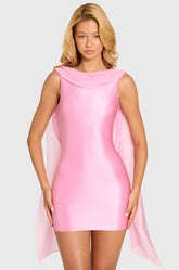 Satin Draped Mini Dress in Blossom