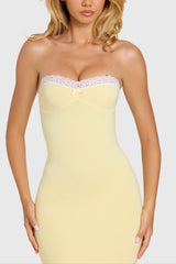 Modal Lace-Trim Midaxi Dress in Butter