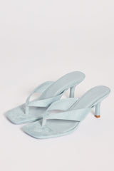 Heeled Thong Sandals in Arctic Blue
