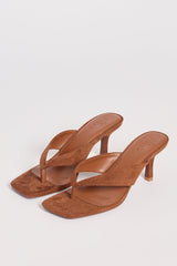 Heeled Thong Sandals in Cocoa Brown