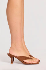 Heeled Thong Sandals in Cocoa Brown