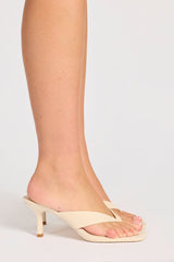Heeled Thong Sandals in Oat