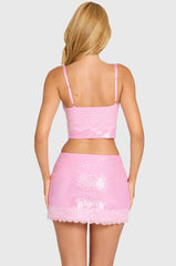 Sequin Lace Bralette Top in Blossom