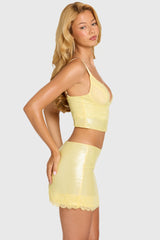Sequin Lace Bralette Top in Butter