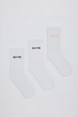 Ribbed Crew Sock Bundle in Pink/Navy/Burgundy