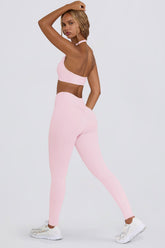 Brushed Jersey Ruched Mid-Rise Leggings in Bloom