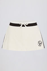 Terry Towelling Mid-Rise Skort in Ivory