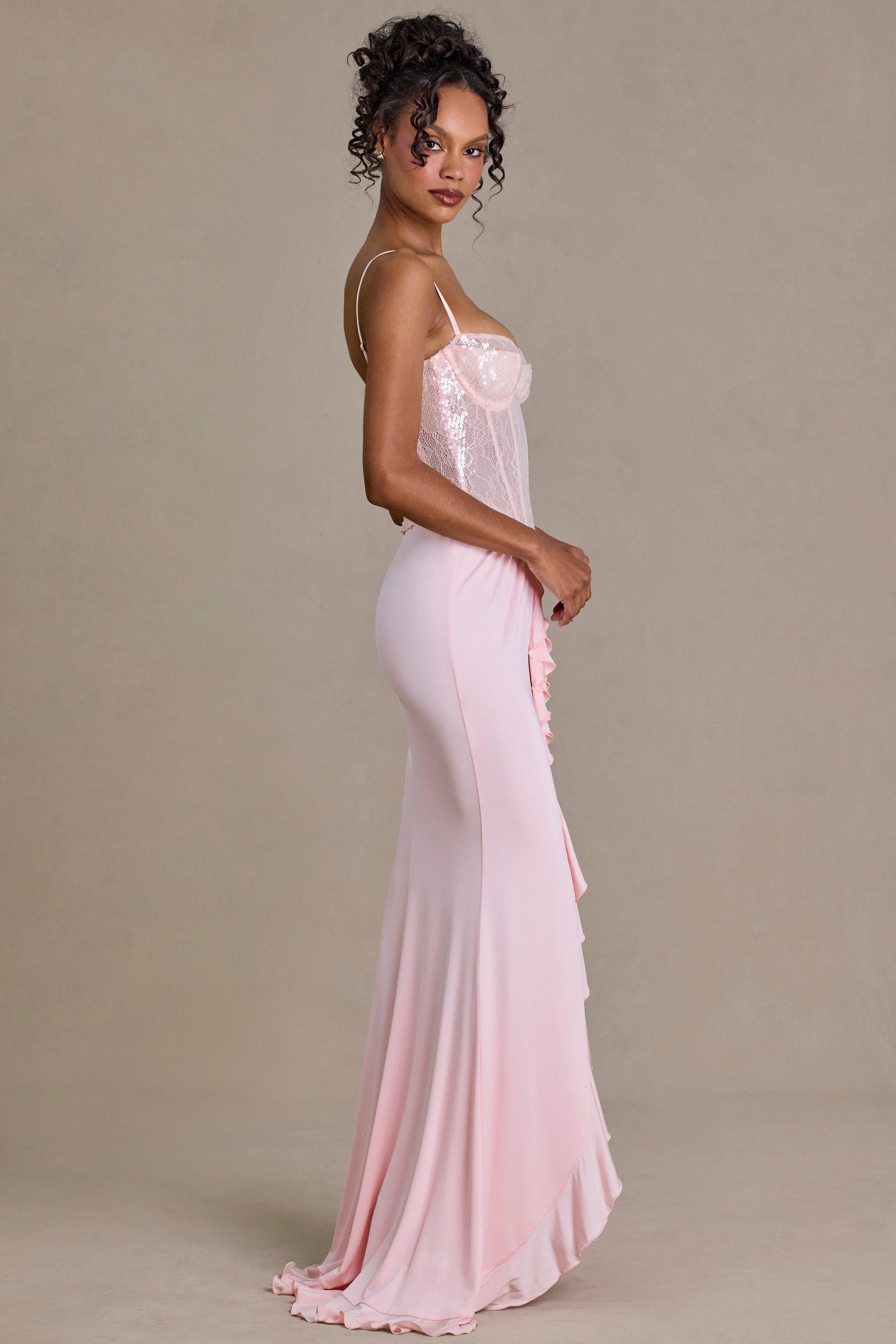 Embellished Lace Corset Gown in Blossom