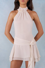 Halterneck Mini Dress in Ivory