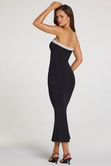 Modal Lace-Trim Midaxi Dress in Black