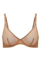 Soft Mesh Single Layer Underwired Bra in Almond