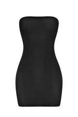 Soft Sheer-Mesh Bandeau Mini Slip Dress in Black