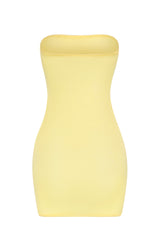 Soft Sheer-Mesh Bandeau Mini Slip Dress in Yellow
