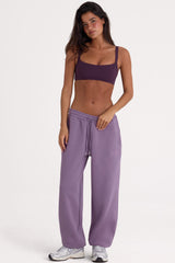 Brushed Jersey Mid-Rise Relaxed Joggers in Dusk