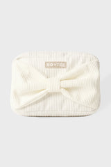 Corduroy Bow Makeup Bag in Coconut
