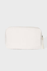 Corduroy Bow Makeup Bag in Coconut
