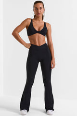 Soft Active V-Waist Flared Leggings in Black