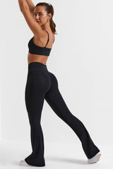 Soft Active V-Waist Flared Leggings in Black