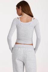 ButterCloud™ Layered Top  in Grey Marl