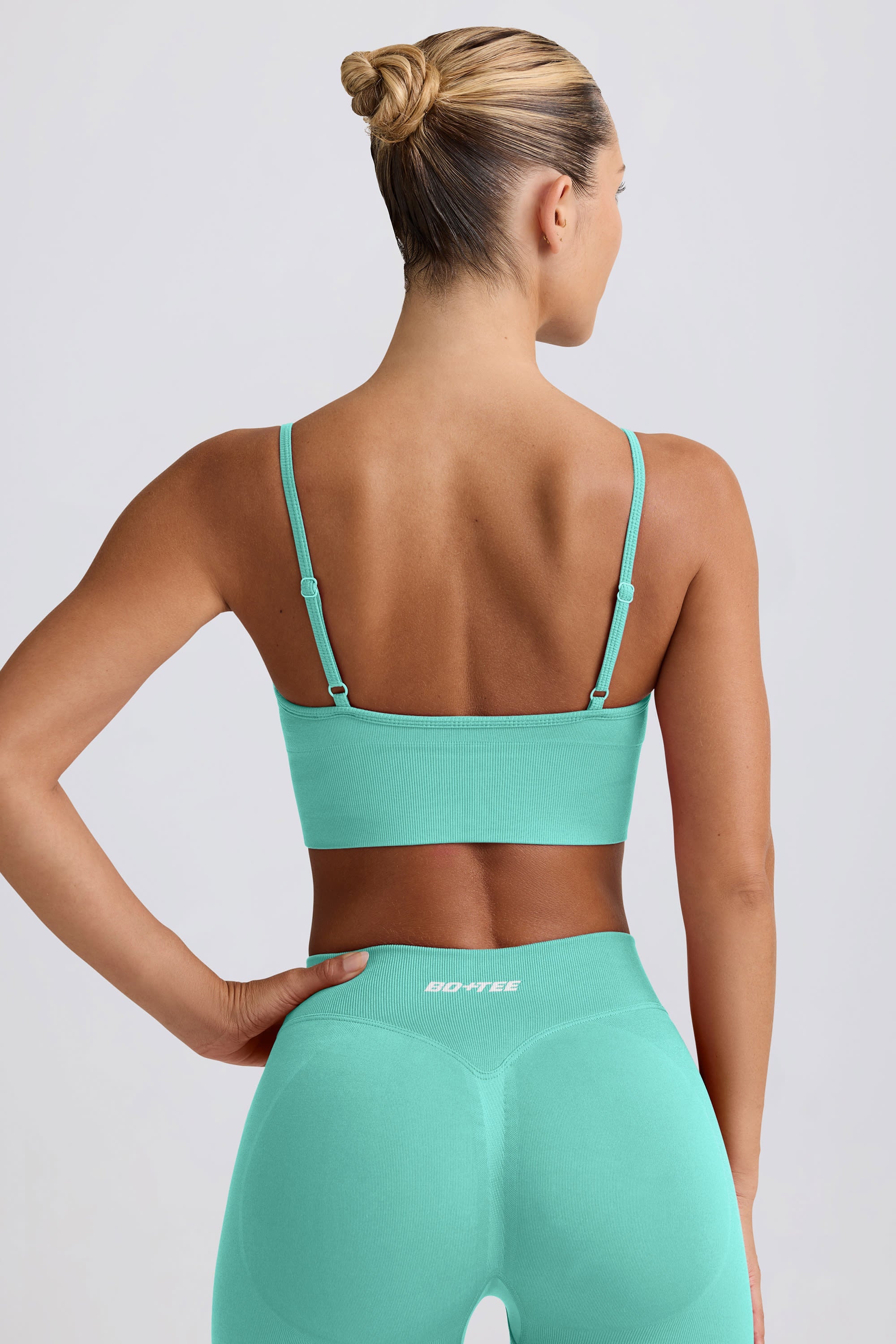 Define Luxe V-Neck Sports Bra in Mint