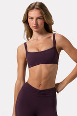 Soft Active Seam-Detail Sports Bra in Plum