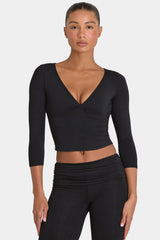 ButterCloud™ 3/4 Sleeve Top in Black