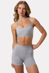 Soft Active Mini Shorts in Grey Marl