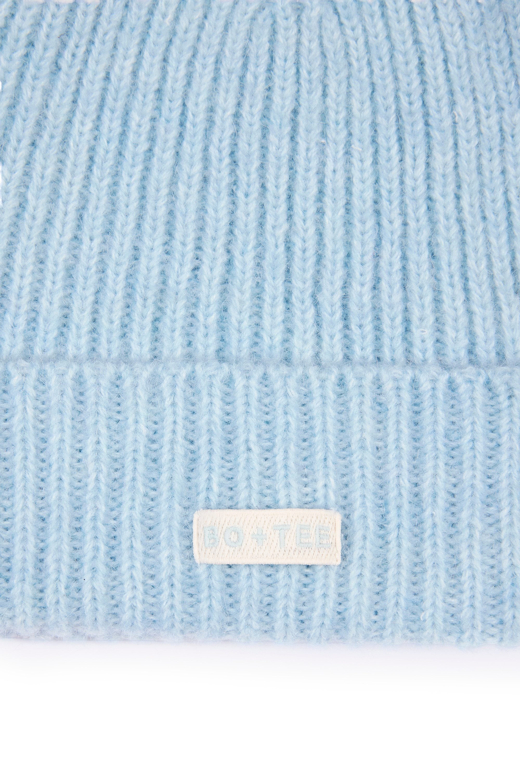 Ribbed Knit Beanie Hat in Powder Blue