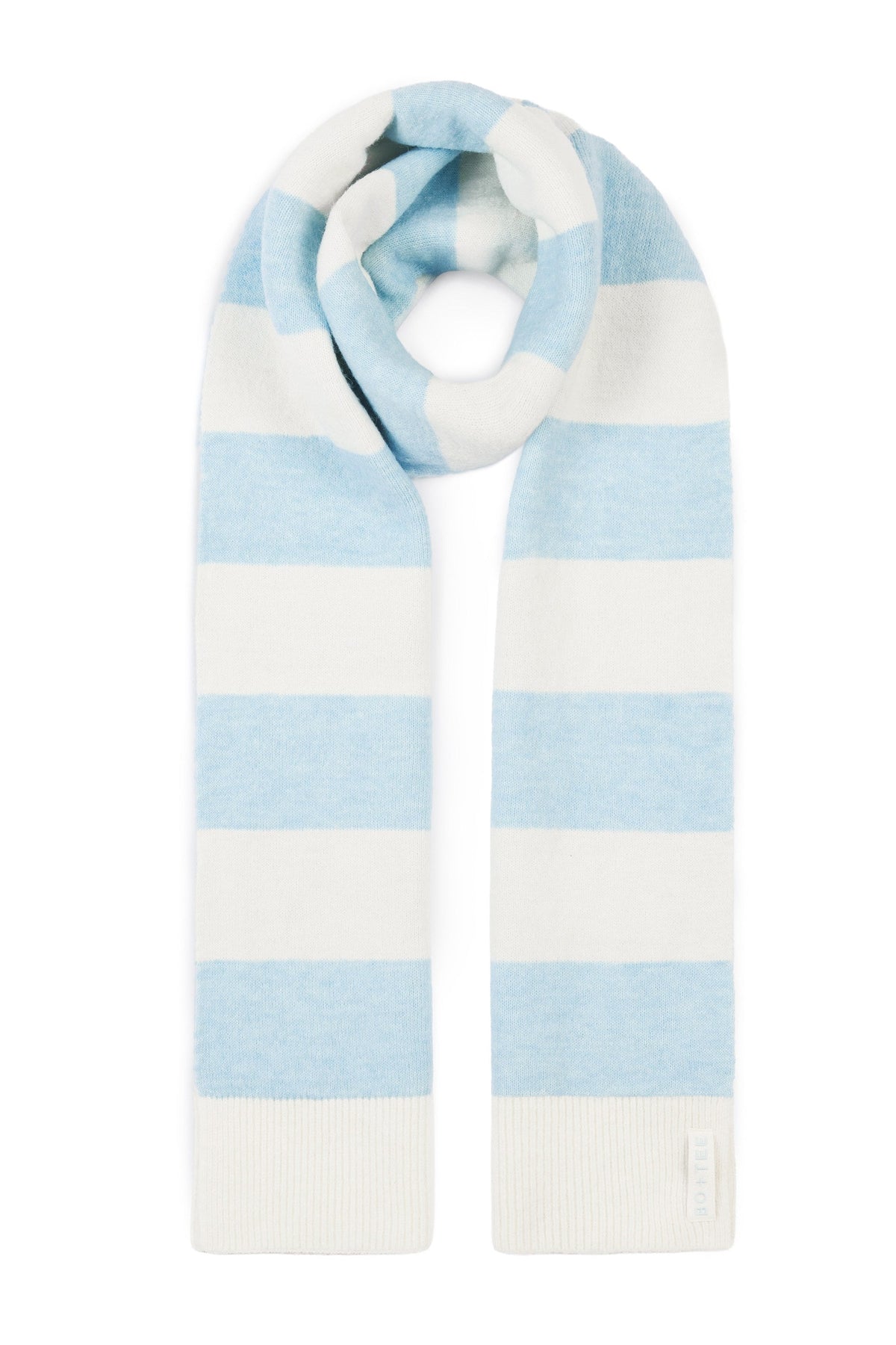 Knit Striped Scarf in Powder Blue