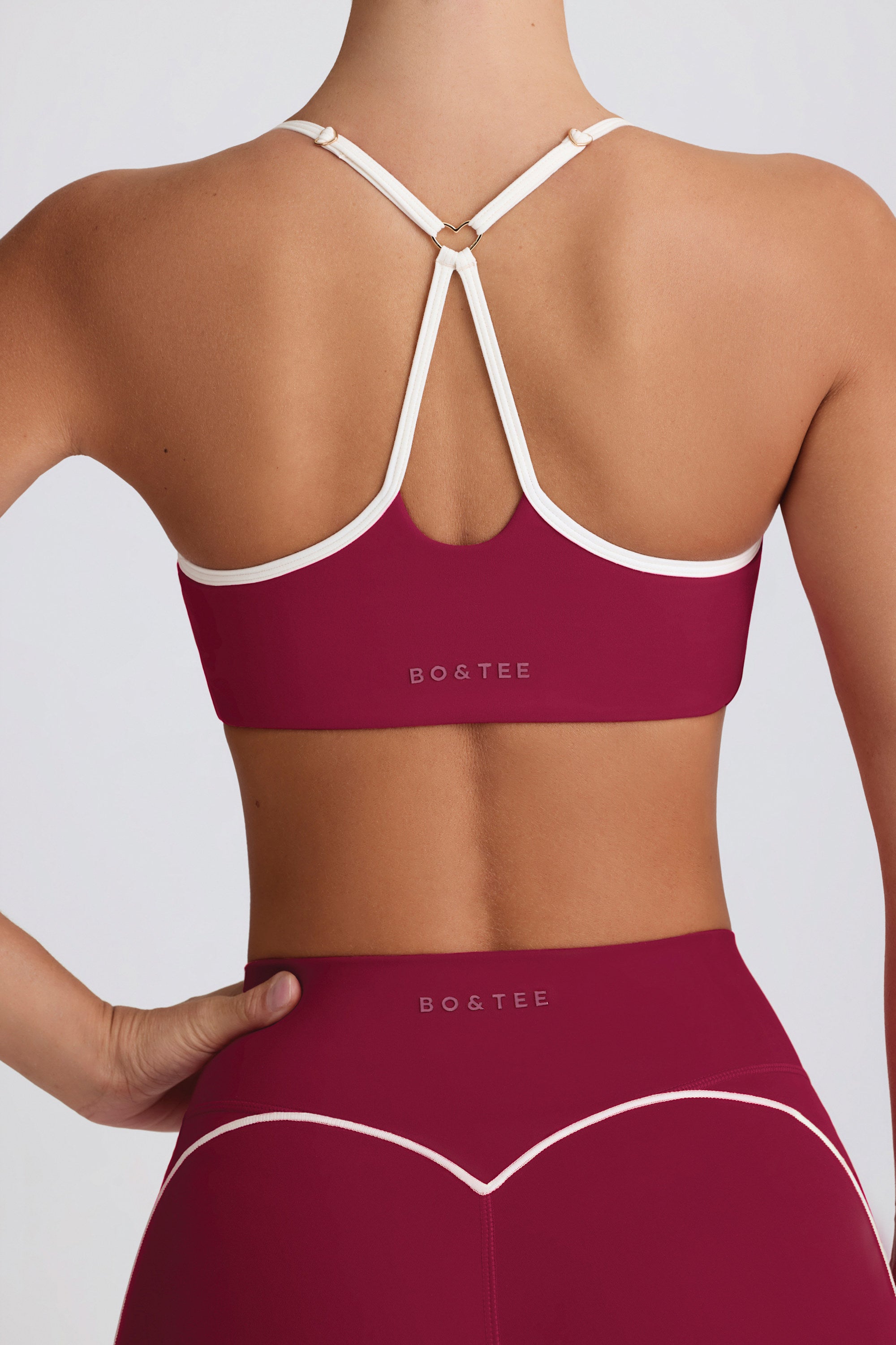 Soft Active Sweetheart-Neck Sports Bra in Cherry