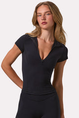 Soft Active Quarter-Zip Top in Black