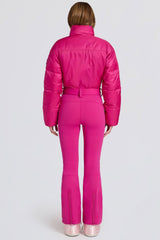 Waterproof Padded Belted Ski Suit in Magenta Pink