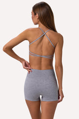 Super Sculpt Seamless Backless Sports Bra in Grey Marl