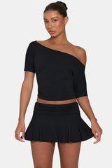 ButterCloud™ Slouchy Off-Shoulder Top in Black