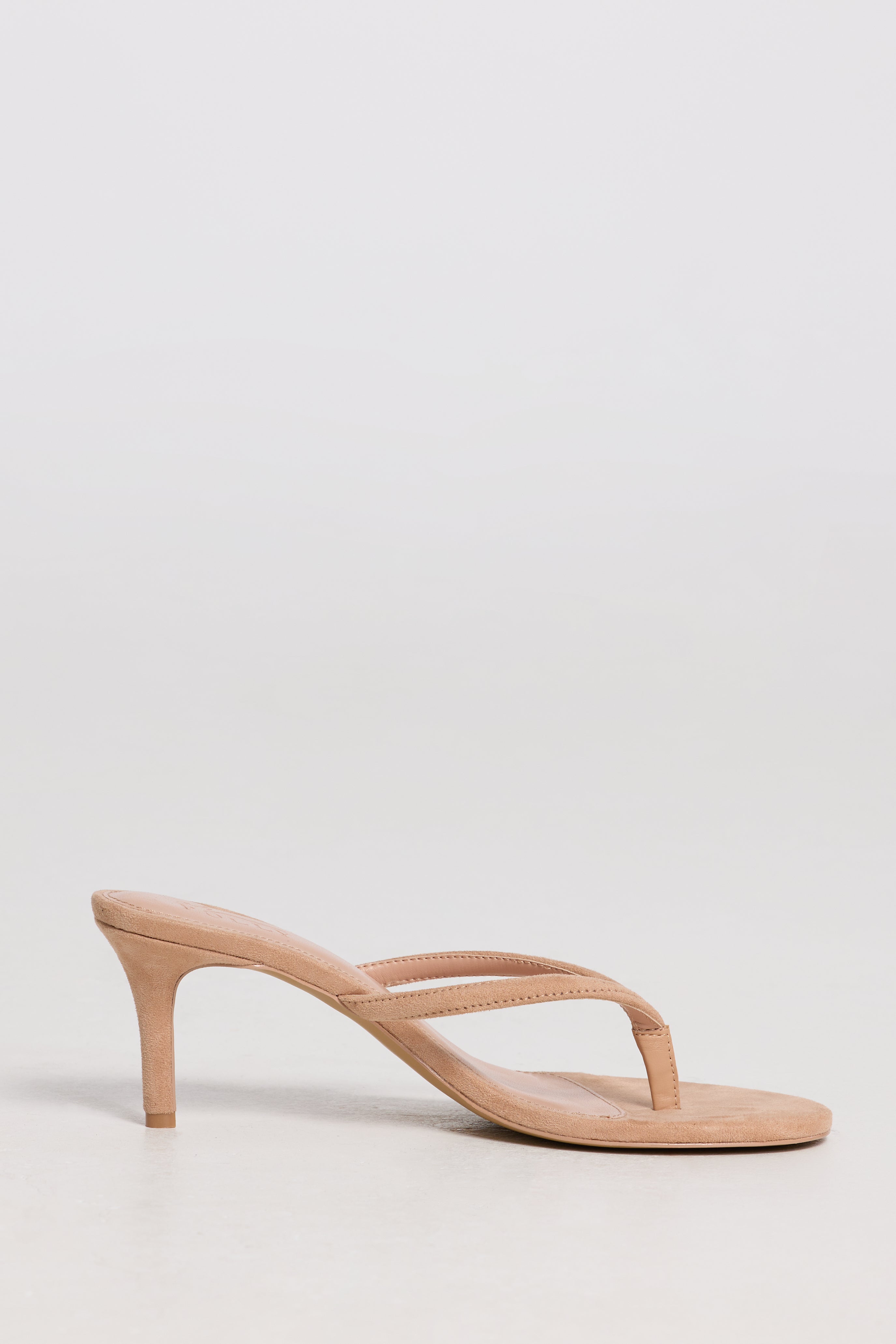 Heeled Thong Sandals in Soft Tan