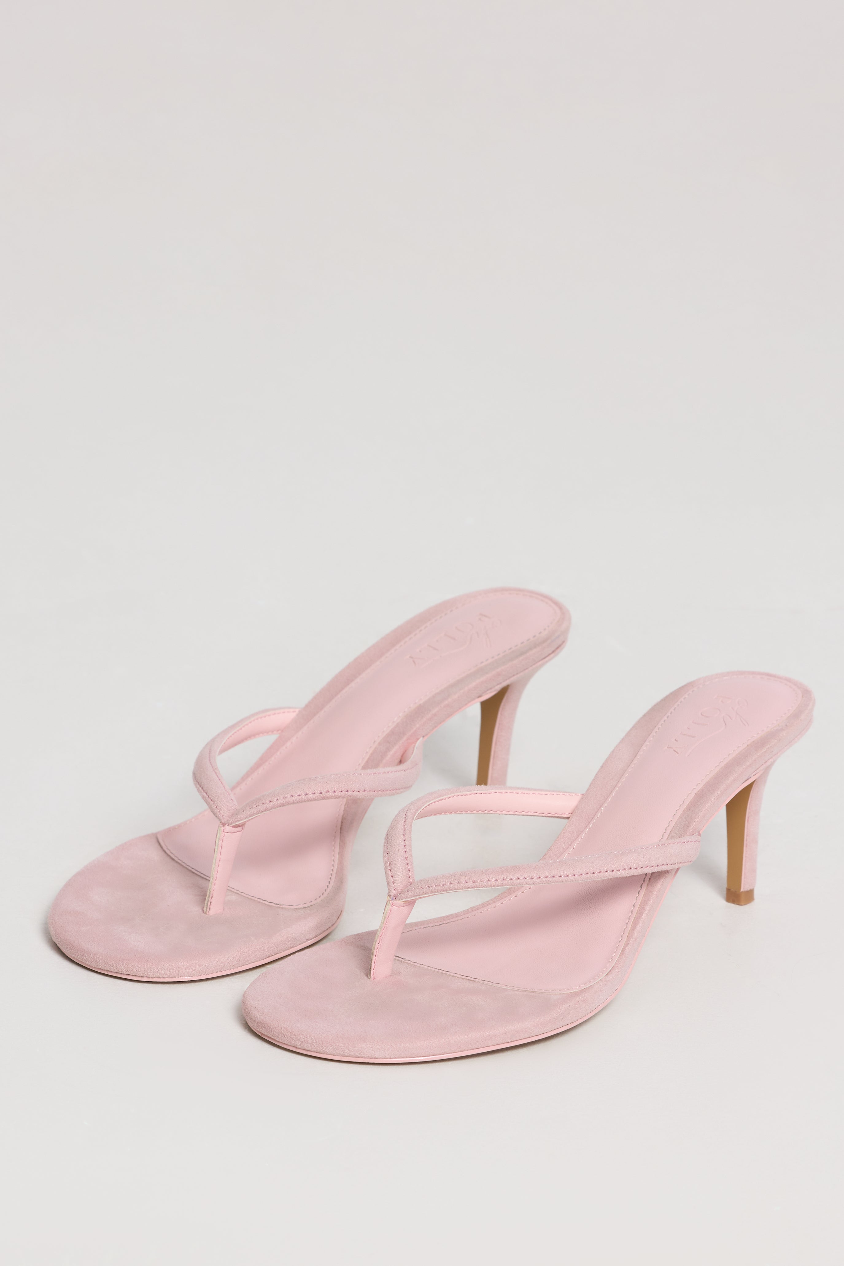 Heeled Thong Sandals in Pink