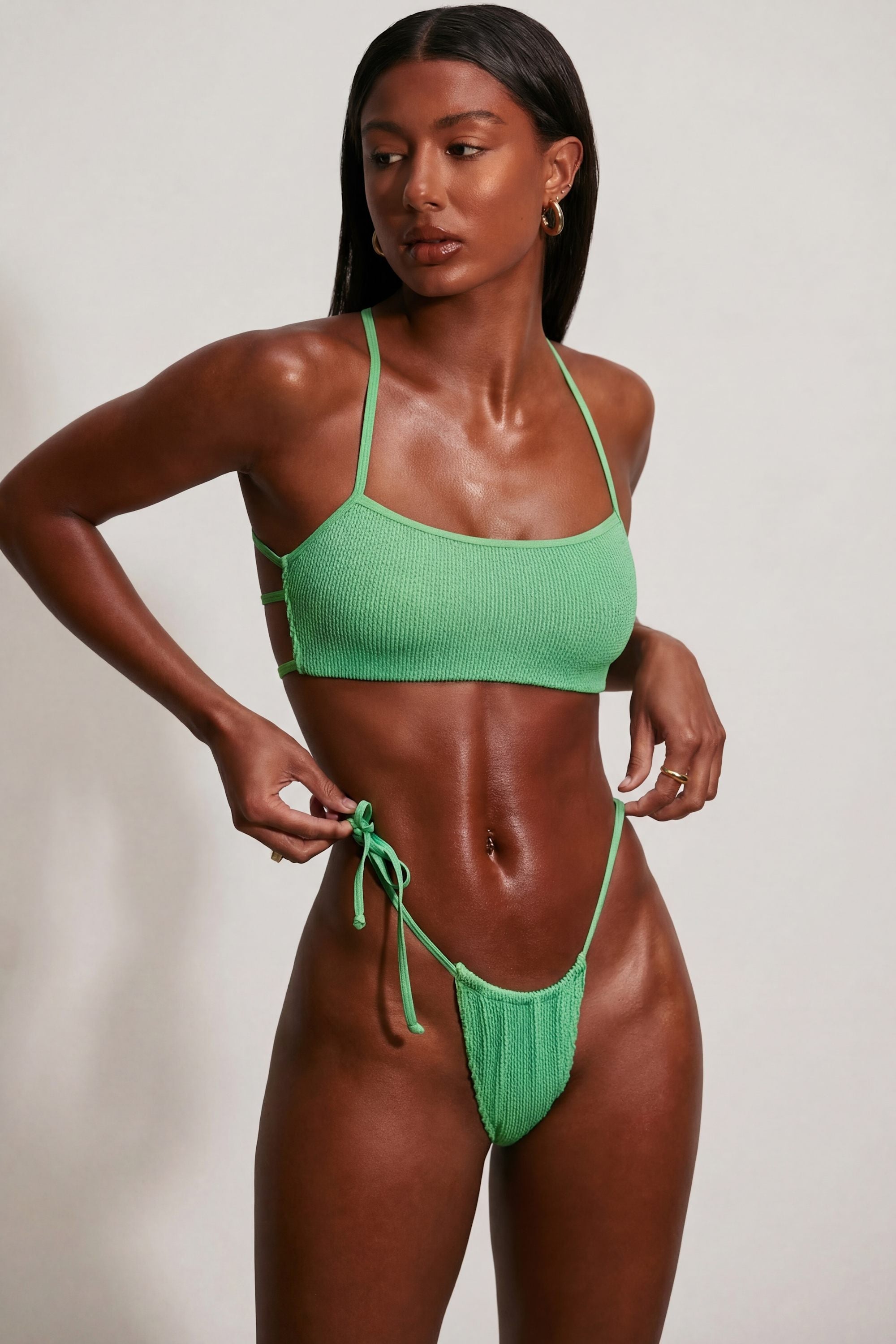 Strappy Scoop Bikini Top in Seafoam Green
