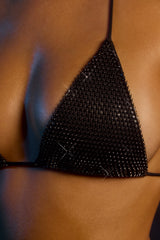 Halterneck Triangle Bikini Top in Black
