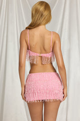 Fringed Bralette in Candyfloss Pink