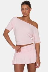 ButterCloud™ Slouchy Off-Shoulder Top in Blush