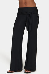 ButterCloud™ Tie-Waist Wide-Leg Trousers in Black