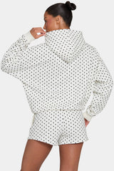 Oversized Applique Hoodie  in Monochrome Polka Dot